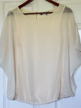 Jennifer Lopez Cream Sheer Dolman Sleeve Top